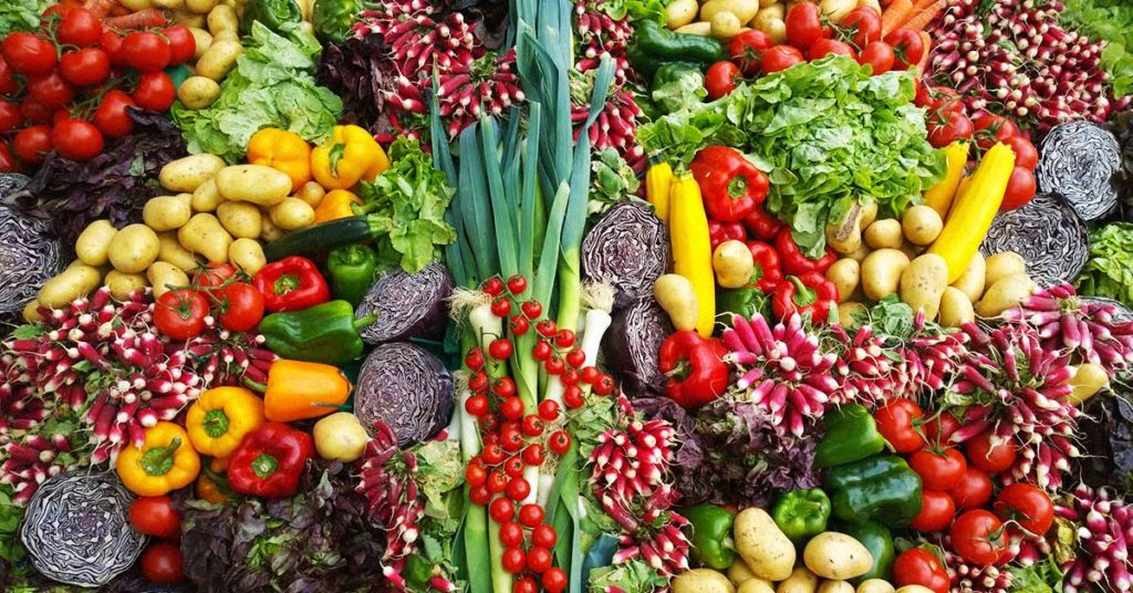 Ein riesiger Haufen verschiedener Gemüsesorten. Leider haben manche Menschen eine Gemüseallergie.